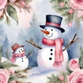 Pastel Snowman in a Winter Wonderland